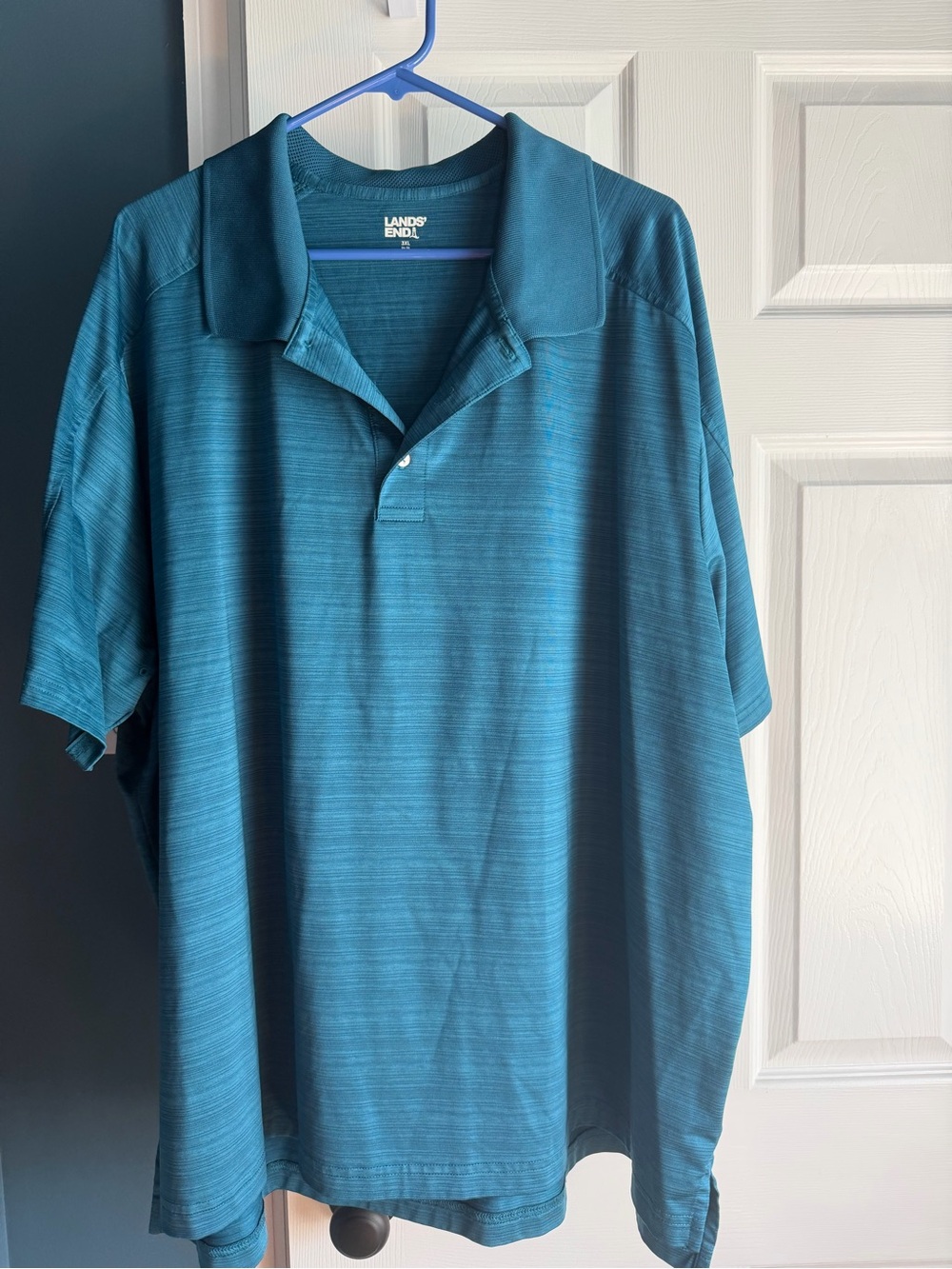 Lands' End Men's Teal Blue Heather Polo